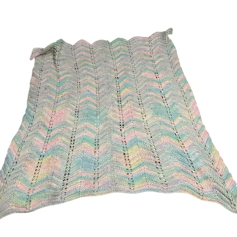 Vintage Pastel Chevron Crochet Baby Blanket